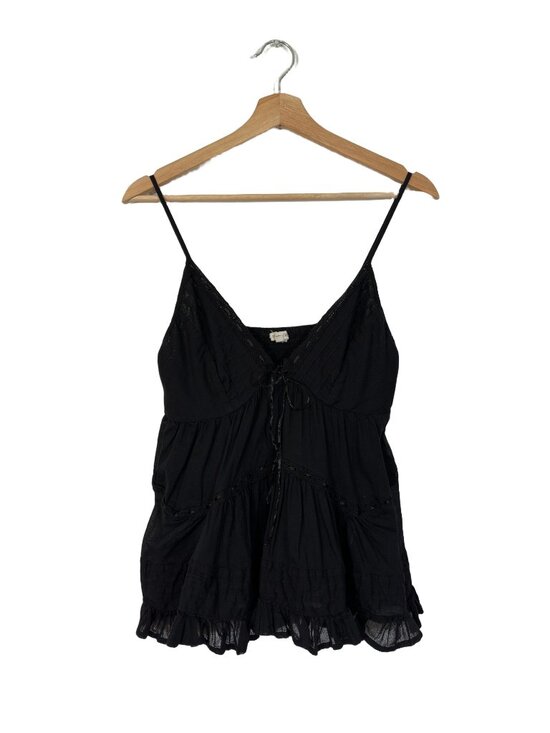 Source Unknown Tops - Y2K Whimsigoth Lace Trim Camisole Small Fairy Grunge Witchy Boho Babydoll Dainty